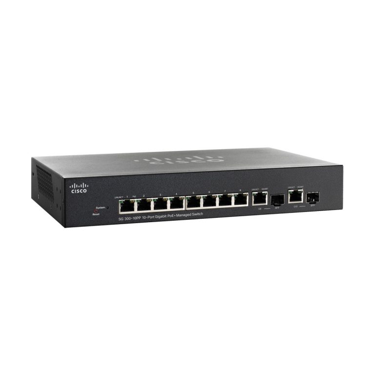 CISCO SG300-10PP 10-Port (8xGigabit + 2x Combo Gigabit SFP) PoE+ L3 ...